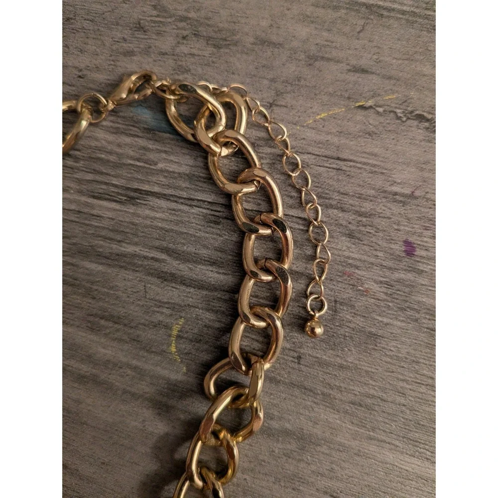 Mens Gold Tone Lion Head Pendant Curb Chain Statement Necklace Adjustable
